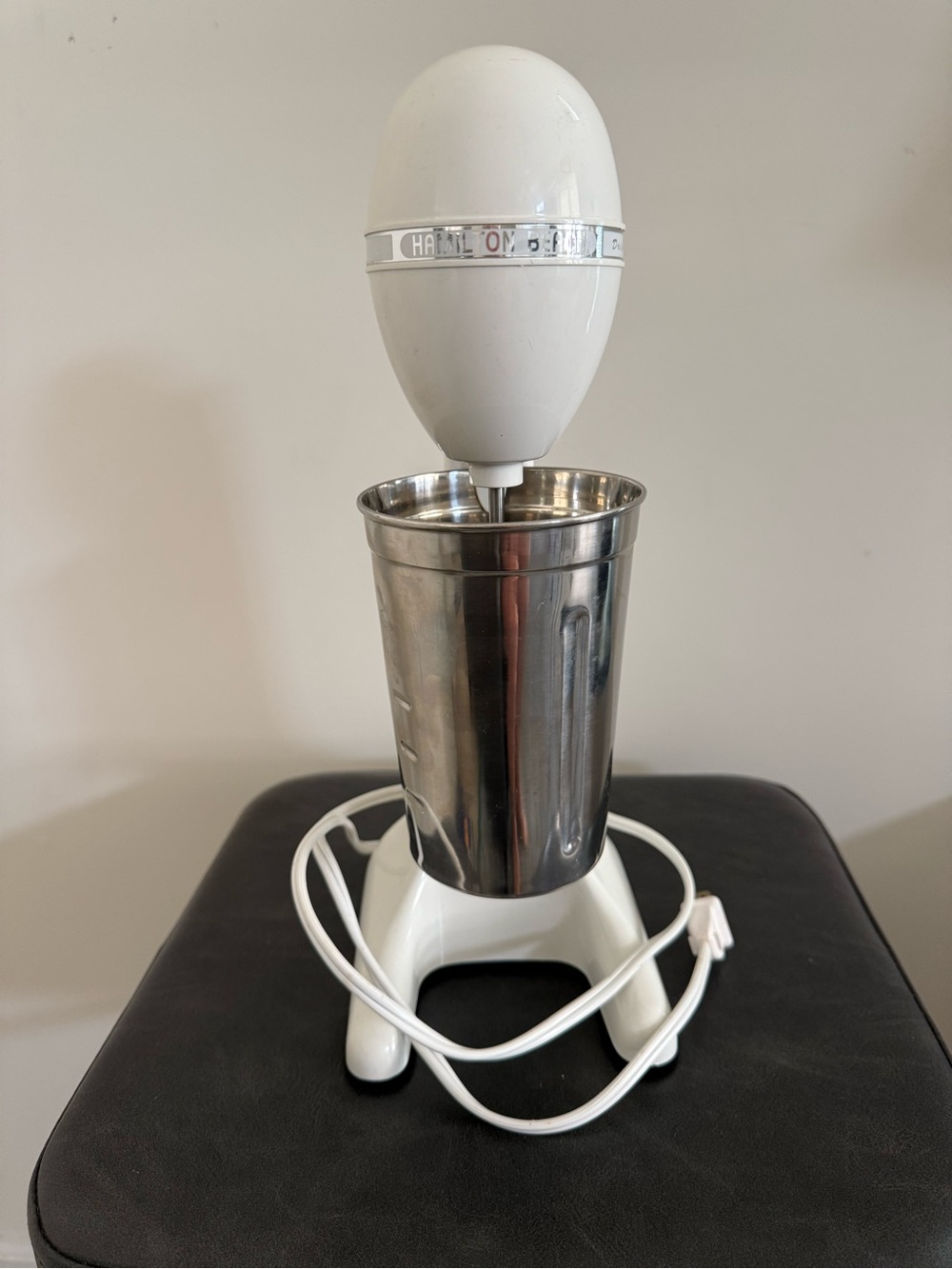 Hamilton Beach White Retro Drink Mixer with Stainless Steel Cup